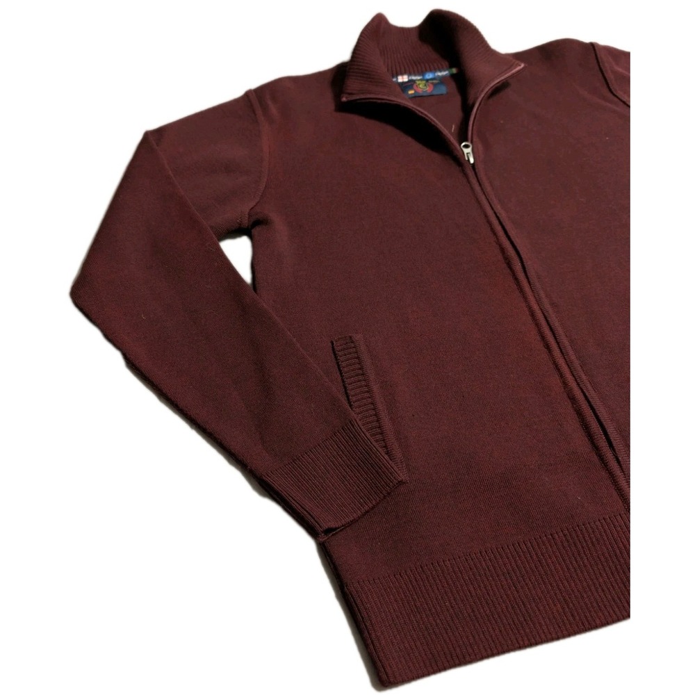 Canalejas Full Zip Sweater Jacket Mens Medium Burgundy Wool Blend Spain - Picture 6 of 6